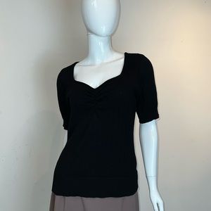 Maurice’s Black Ribbed Short Sleeve Blouse Size Medium